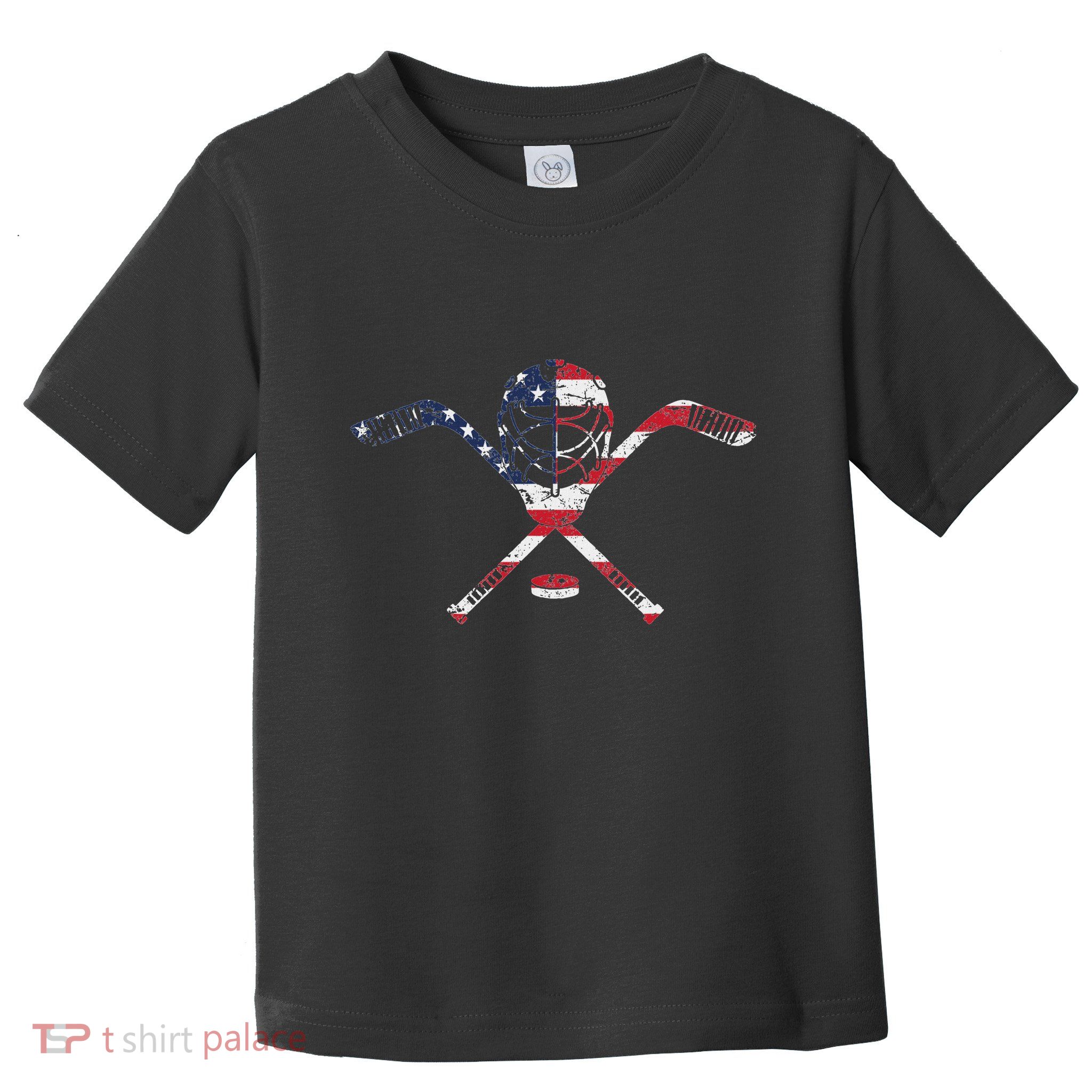 Usa American Flag Ice Hockey Goalie Mask Stick Patriotic Toddler T-Shirt