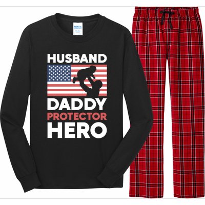 Usa American Flag Fathers Day Husband Daddy Protector Hero Gift Long Sleeve Pajama Set