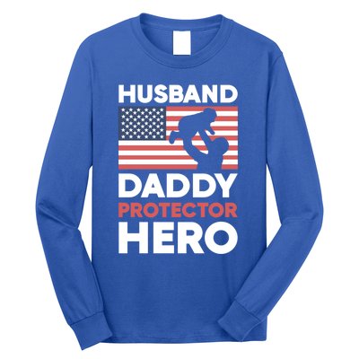 Usa American Flag Fathers Day Husband Daddy Protector Hero Gift Long Sleeve Shirt