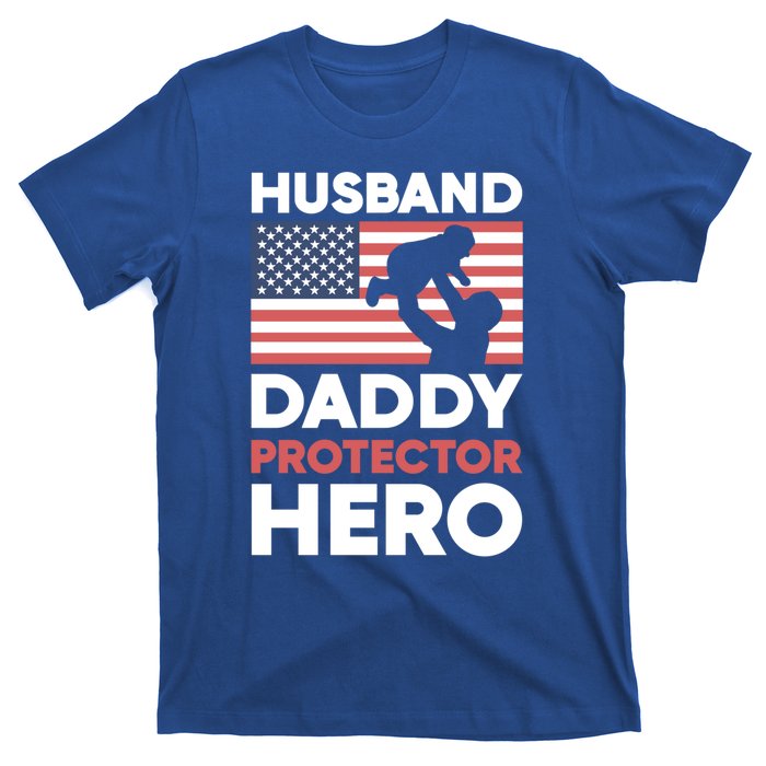 Usa American Flag Fathers Day Husband Daddy Protector Hero Gift T-Shirt