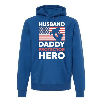 Usa American Flag Fathers Day Husband Daddy Protector Hero Gift Premium Hoodie