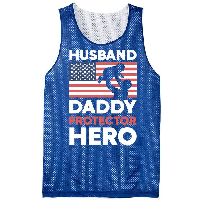 Usa American Flag Fathers Day Husband Daddy Protector Hero Gift Mesh Reversible Basketball Jersey Tank