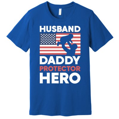 Usa American Flag Fathers Day Husband Daddy Protector Hero Gift Premium T-Shirt