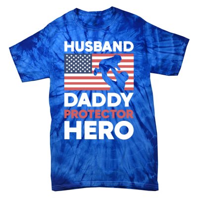 Usa American Flag Fathers Day Husband Daddy Protector Hero Gift Tie-Dye T-Shirt