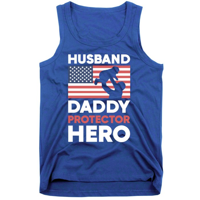 Usa American Flag Fathers Day Husband Daddy Protector Hero Gift Tank Top