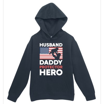 Usa American Flag Fathers Day Husband Daddy Protector Hero Gift Urban Pullover Hoodie