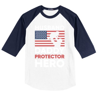 Usa American Flag Fathers Day Husband Daddy Protector Hero Gift Baseball Sleeve Shirt