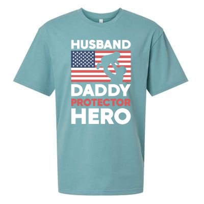 Usa American Flag Fathers Day Husband Daddy Protector Hero Gift Sueded Cloud Jersey T-Shirt