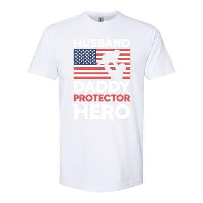 Usa American Flag Fathers Day Husband Daddy Protector Hero Gift Softstyle CVC T-Shirt