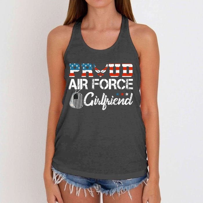 US Air Force Proud Girlfriend Proud Air Force Girlfriend Women's Knotted Racerback Tank