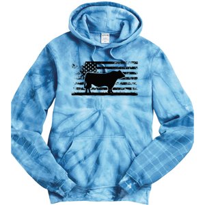 Usa American Flag America Cow Black Angus Rancher Tie Dye Hoodie