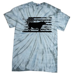 Usa American Flag America Cow Black Angus Rancher Tie-Dye T-Shirt