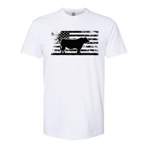 Usa American Flag America Cow Black Angus Rancher Softstyle CVC T-Shirt