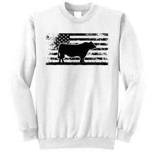 Usa American Flag America Cow Black Angus Rancher Sweatshirt