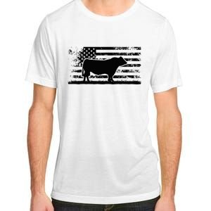 Usa American Flag America Cow Black Angus Rancher Adult ChromaSoft Performance T-Shirt