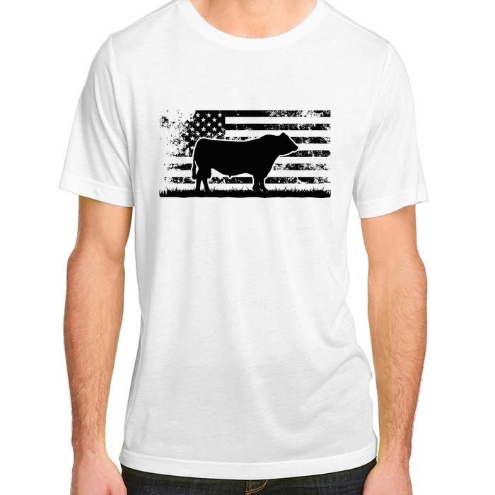 Usa American Flag America Cow Black Angus Rancher Adult ChromaSoft Performance T-Shirt