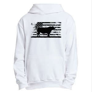 Usa American Flag America Cow Black Angus Rancher Urban Pullover Hoodie