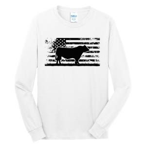 Usa American Flag America Cow Black Angus Rancher Tall Long Sleeve T-Shirt