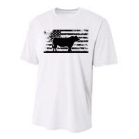 Usa American Flag America Cow Black Angus Rancher Performance Sprint T-Shirt