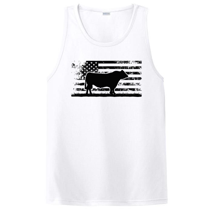 Usa American Flag America Cow Black Angus Rancher PosiCharge Competitor Tank