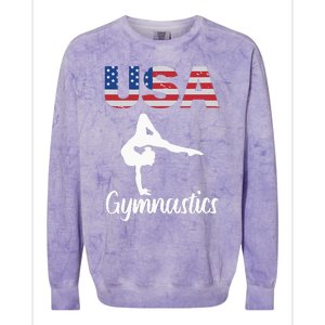 Usa American Flag Gymnastics Gymnast Colorblast Crewneck Sweatshirt