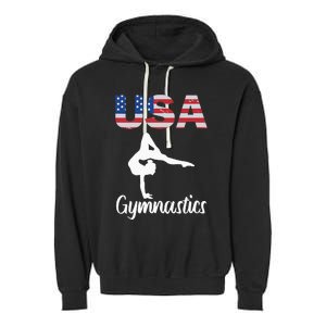 Usa American Flag Gymnastics Gymnast Garment-Dyed Fleece Hoodie