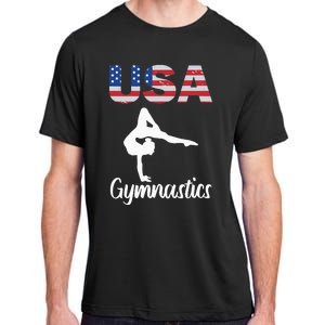 Usa American Flag Gymnastics Gymnast Adult ChromaSoft Performance T-Shirt