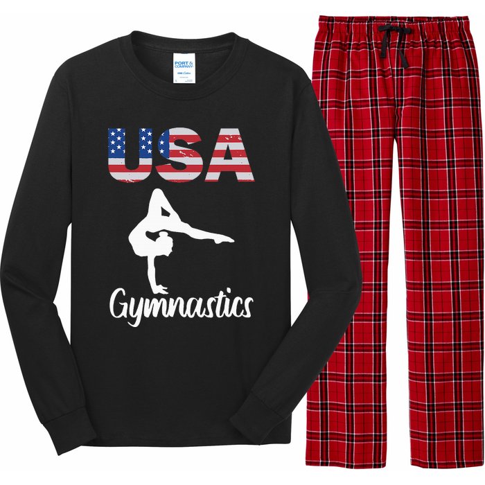 Usa American Flag Gymnastics Gymnast Long Sleeve Pajama Set