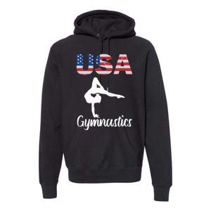 Usa American Flag Gymnastics Gymnast Premium Hoodie