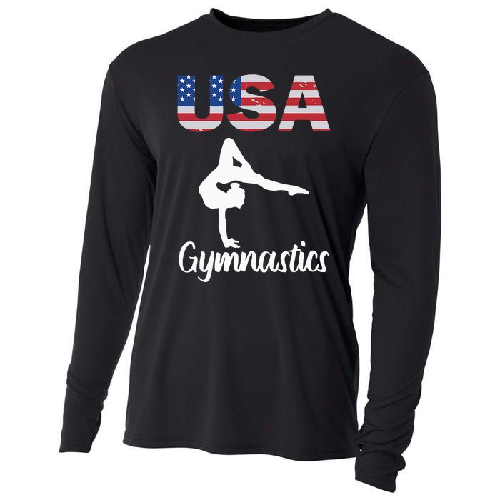 Usa American Flag Gymnastics Gymnast Cooling Performance Long Sleeve Crew