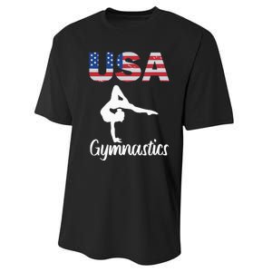 Usa American Flag Gymnastics Gymnast Performance Sprint T-Shirt