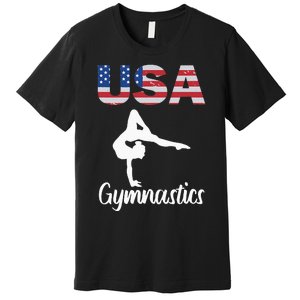 Usa American Flag Gymnastics Gymnast Premium T-Shirt