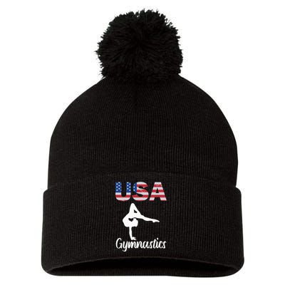 Usa American Flag Gymnastics Gymnast Pom Pom 12in Knit Beanie