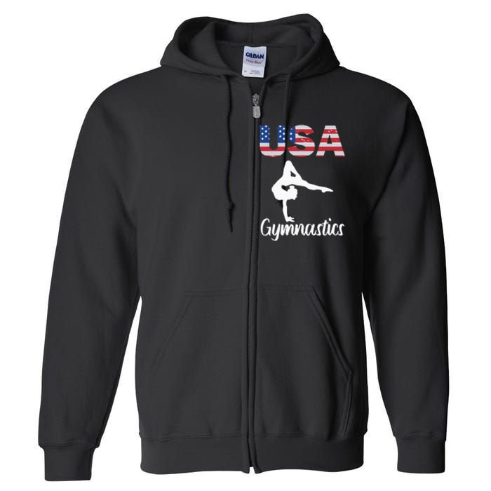 Usa American Flag Gymnastics Gymnast Full Zip Hoodie