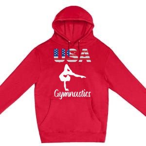 Usa American Flag Gymnastics Gymnast Premium Pullover Hoodie