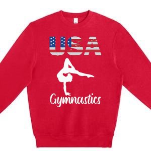 Usa American Flag Gymnastics Gymnast Premium Crewneck Sweatshirt