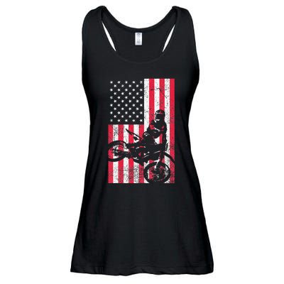 USA American Flag Dirt Bike Red White Blue 4th of July Top Ladies Essential Flowy Tank