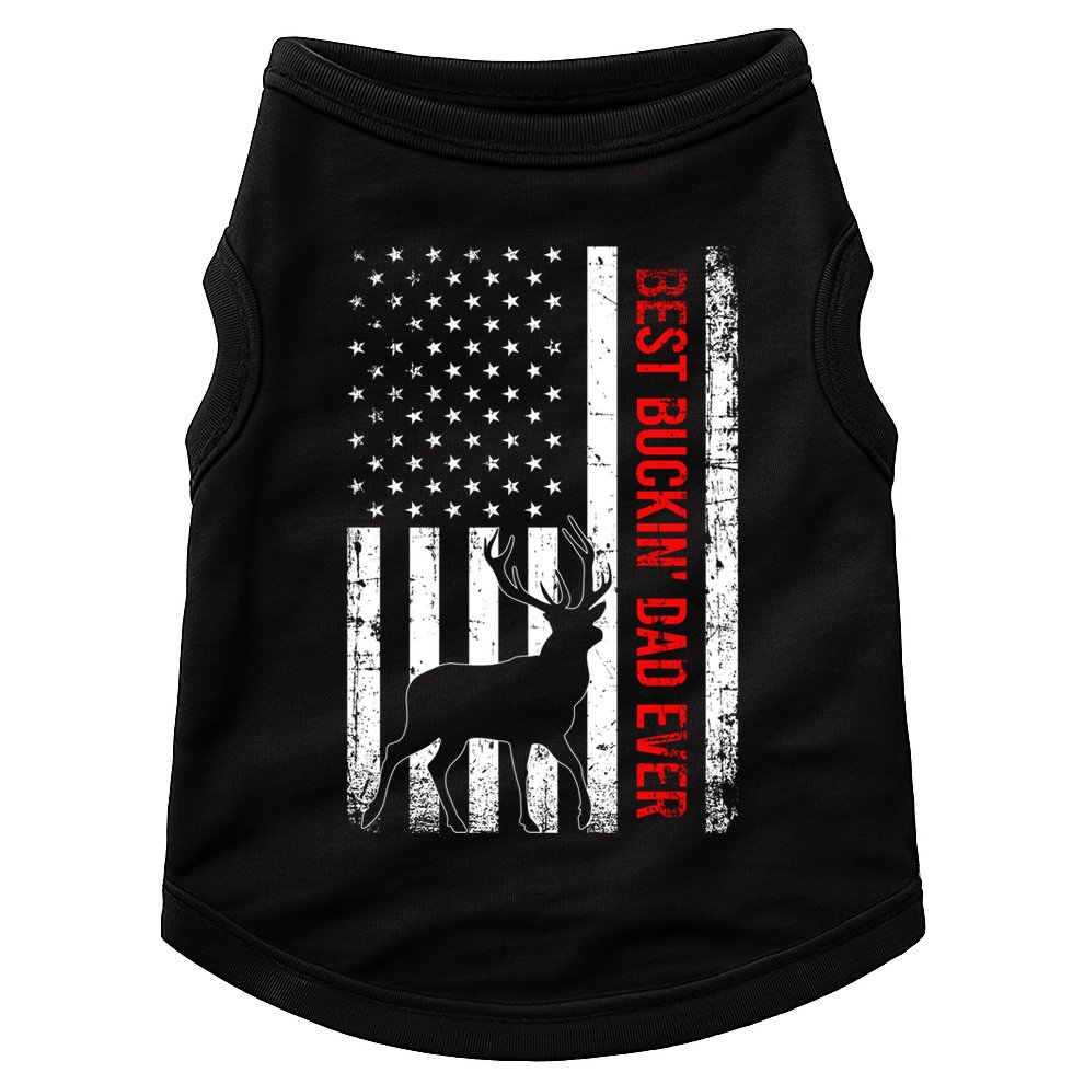 Usa American Flag Whitetailed Deer Best Buckin Dad Ever Gift Doggie Tank
