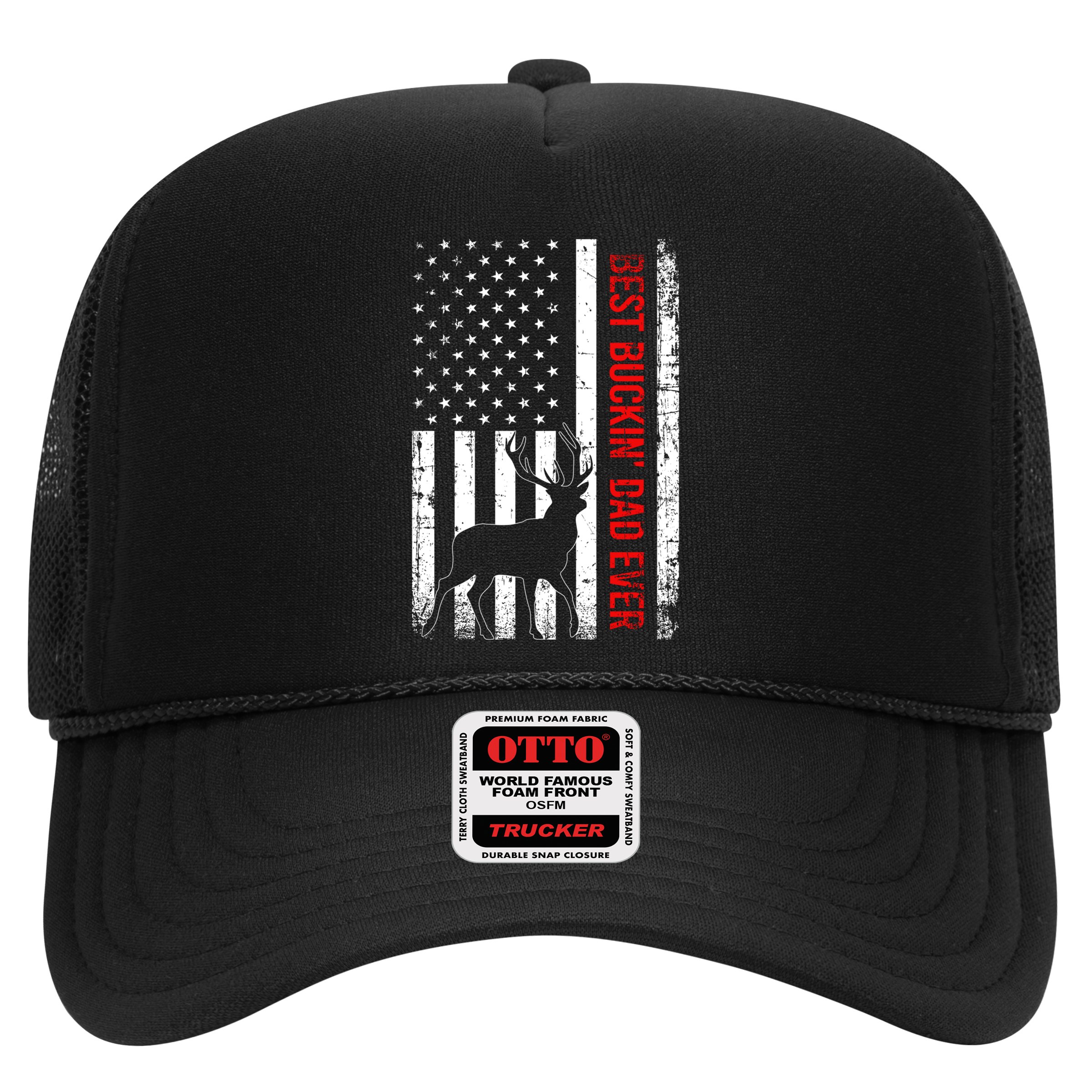 Usa American Flag Whitetailed Deer Best Buckin Dad Ever Gift Hat
