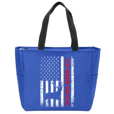 Usa American Flag Whitetailed Deer Best Buckin Dad Ever Gift Zip Tote Bag