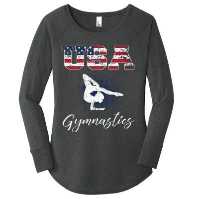 Usa American Flag Gymnastics Gymnast Women's Perfect Tri Tunic Long Sleeve Shirt