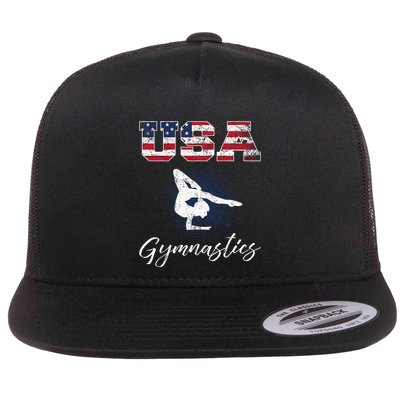 Usa American Flag Gymnastics Gymnast Flat Bill Trucker Hat