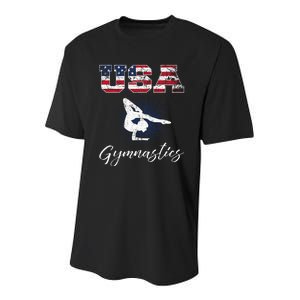 Usa American Flag Gymnastics Gymnast Youth Performance Sprint T-Shirt