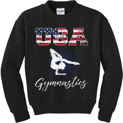 Usa American Flag Gymnastics Gymnast Kids Sweatshirt