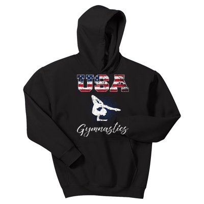 Usa American Flag Gymnastics Gymnast Kids Hoodie