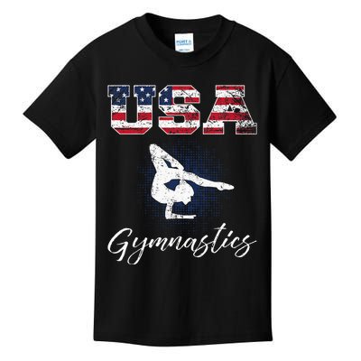 Usa American Flag Gymnastics Gymnast Kids T-Shirt