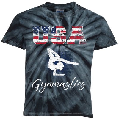 Usa American Flag Gymnastics Gymnast Kids Tie-Dye T-Shirt