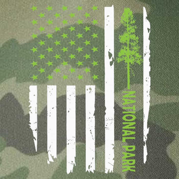 US american flag with pine tree for protect national parks  Legacy Tie Dye Trucker Hat