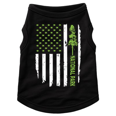 US american flag with pine tree for protect national parks  Doggie Tank