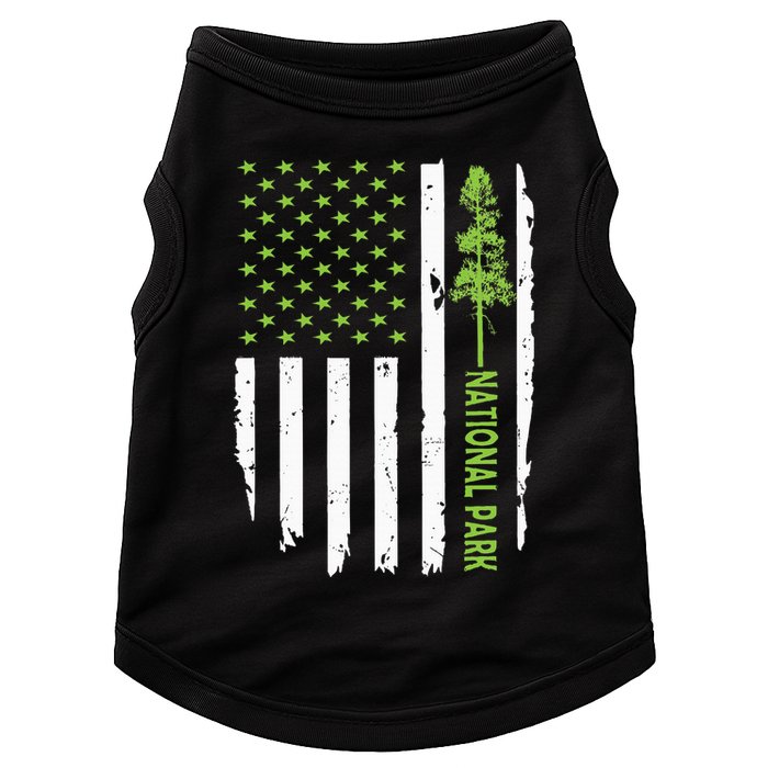 US american flag with pine tree for protect national parks  Doggie Tank